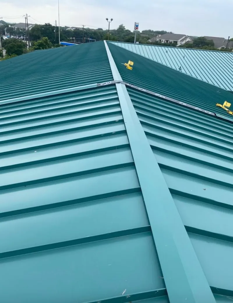 Green commercial metal roof ridge and valley for Metal Roof Repair in Sheffield